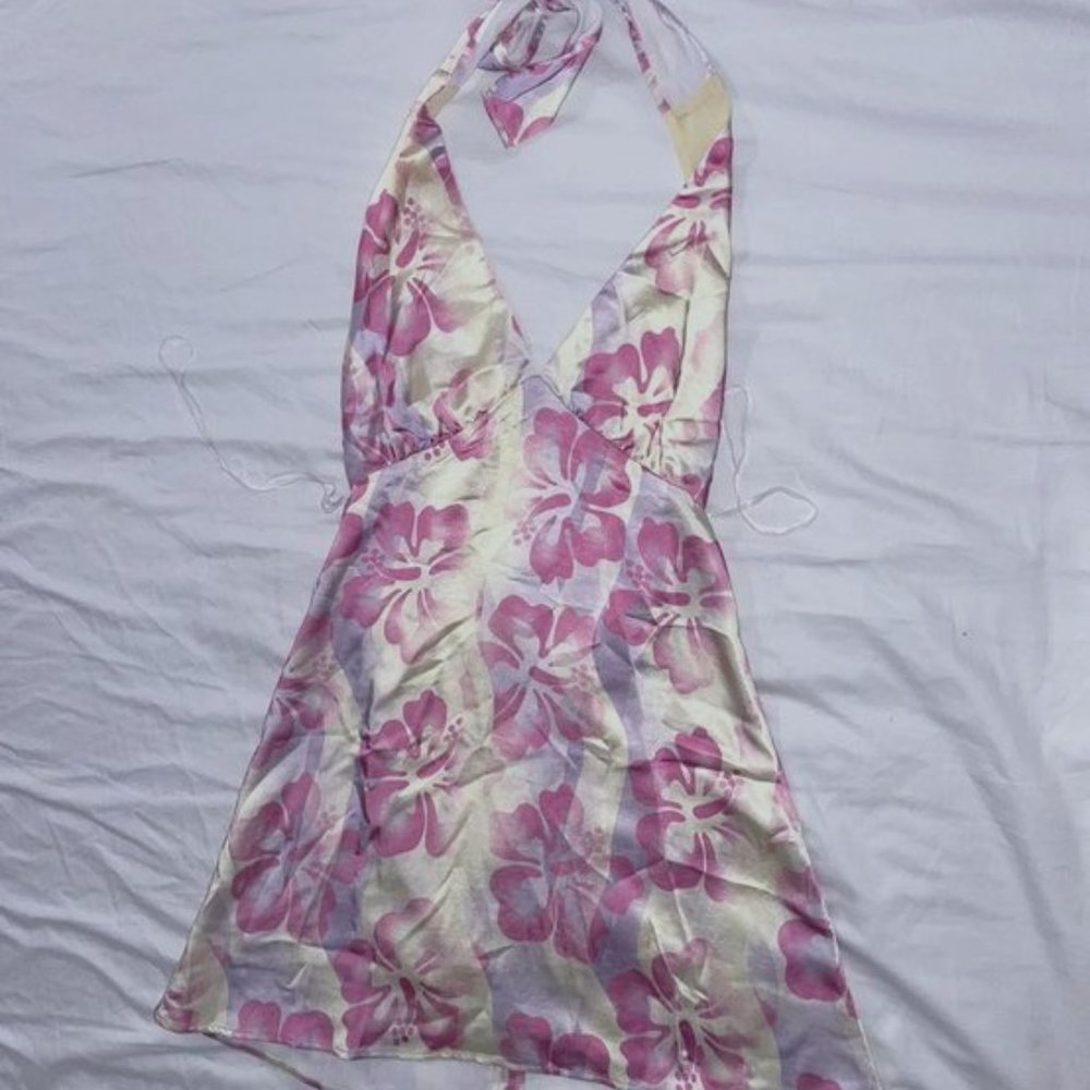 pacsun floral summer halter mini dress